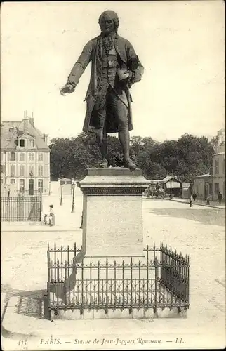 Ak Paris V., Statue de Jean Jacques Rousseau