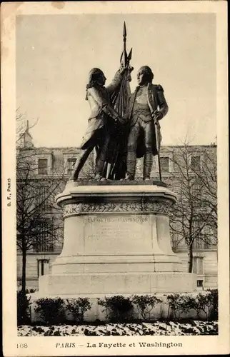 Paris XVI, Place des États-Unis, Square Thomas Jefferson, Statues de La Fayette et Washington