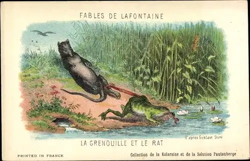 Künstler Ak Doré, Gustave, Fables de Lafontaine, La Grenouille et le Rat