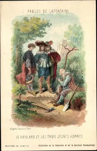 Künstler Ak Dore, Gustave, Fables de Lafontaine, Le Vieillard et les Trois Jeunes Hommes