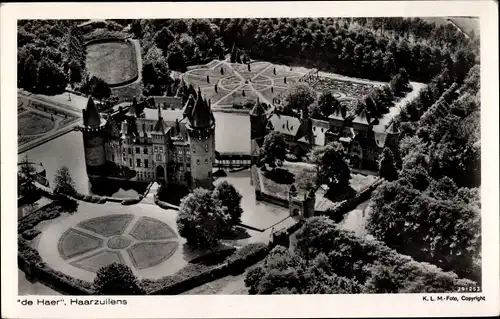 Ak Haarzuilens Vleuten Utrecht Niederlande, De Haer, Schloss, Fliegeraufnahme