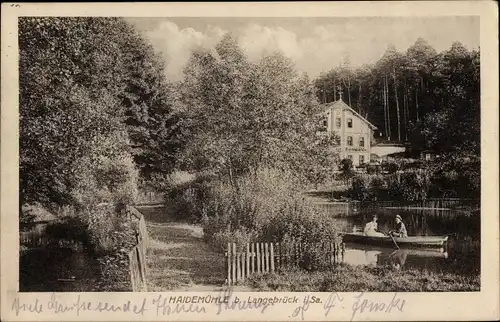 Ak Dresden Langebrück, Haidemühle, Ruderpartie