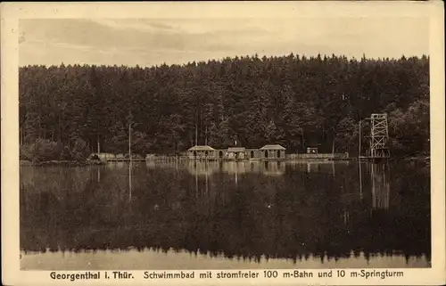 Ak Georgenthal in Thüringen, Schwimmbad, Wald