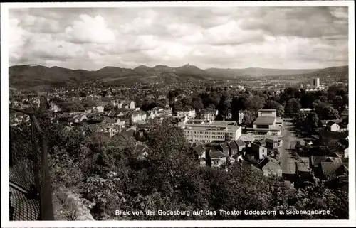 Ak Bad Godesberg Bonn am Rhein, Blick v. d. Godesburg a. d. Theater Godesberg u. Siebengebirge