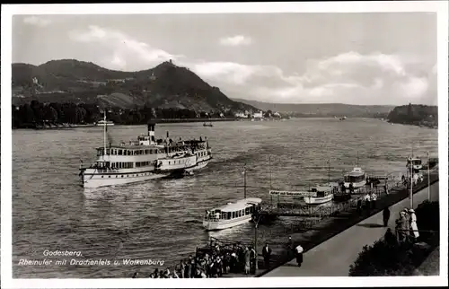 Ak Königswinter am Rhein, Drachenfels, Drachenburg, Salondampfer