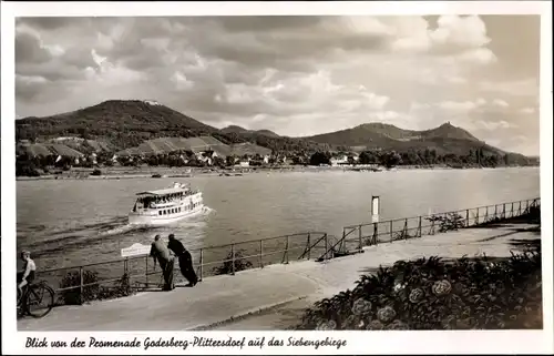 Ak Bad Godesberg Bonn am Rhein, Blick v. d. Promenade Godesberg Plittersdorf a. d. Siebengebirge