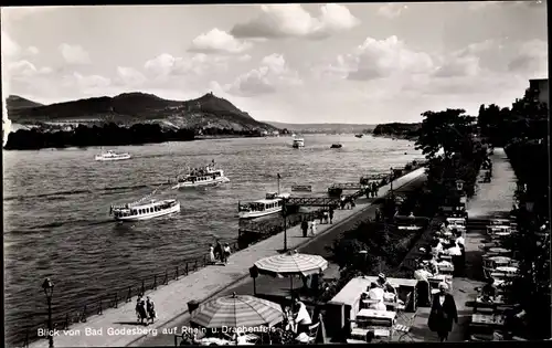 Ak Königswinter in Nordrhein Westfalen, Dampfer auf Fluss und der Drachenfels