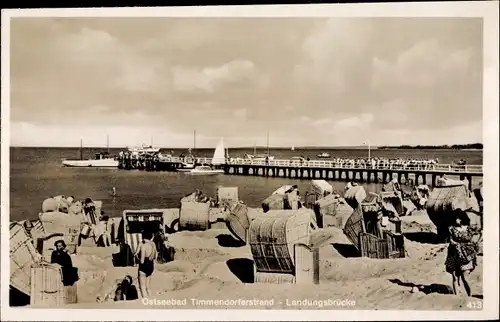 Ak Ostseebad Timmendorfer Strand, Landungsbrücke, Strand