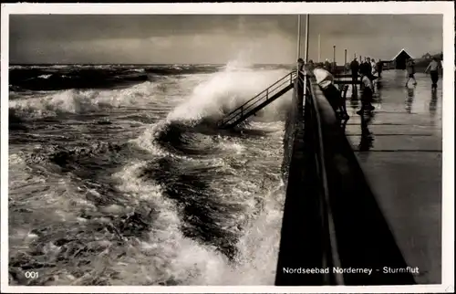 Ak Norderney in Ostfriesland, Sturmflut