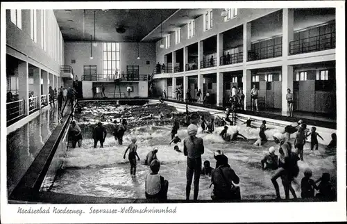 Ak Norderney, Seewasser Wellenschwimmbad, Badegäste