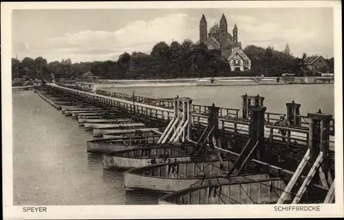 Ak Speyer am Rhein, Schiffbrücke