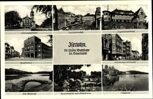 Ak Iserlohn Märkischer Kreis, Alexanderhöhe, Sparkasse, Wermingerstraße, Jugendherberge