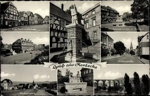 Ak Herdecke an der Ruhr, Viadukt, Rathaus, Brunnen