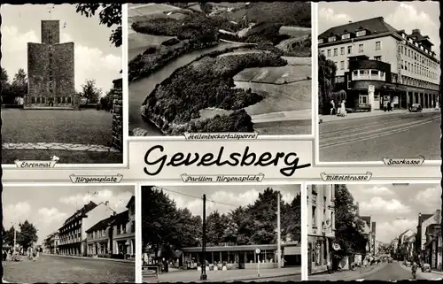 Ak Gevelsberg im Ruhrgebiet, Ehrenmal, Hellenbeckertalsperre, Pavillon Nirgenaplatz