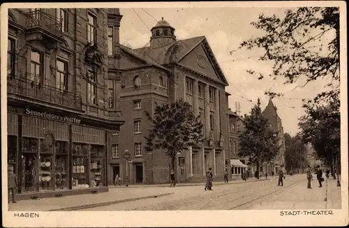 Ak Hagen Westfalen, Stadttheater, Geschäft Sennefelder & Pfeiffer