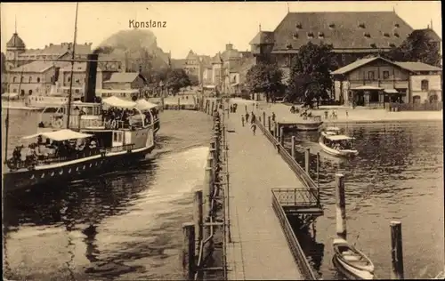 Ak Konstanz am Bodensee, Seebrücke zur Stadt, Salondampfer