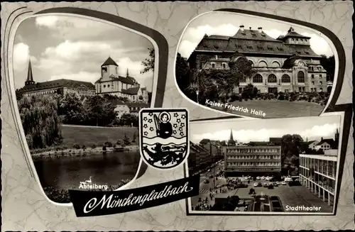Ak Mönchengladbach am Niederrhein, Abteiberg, Kaiser Friedrich Halle, Stadttheater, Wappen