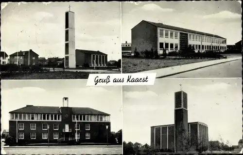 Ak Kaarst Nordrhein Westfalen, Kirche, Schule, Rathaus