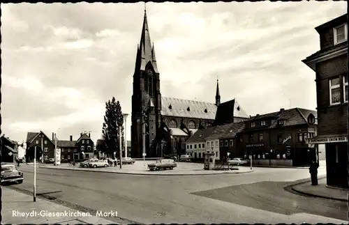 Ak Rheydt Giesenkirchen Mönchengladbach am Niederrhein, Kirche und Markt