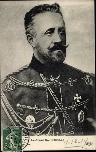 Ak Le Grand Duc Nicolas, Nikolai Nikolajewitsch Romanow, Portrait, Husarenuniform
