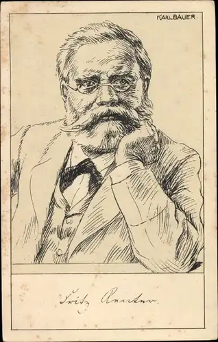 Künstler Ak Bauer, Karl, Fritz Reuter, Portrait, Reuter Gedächtnisfeier Eisenach 1874-1924