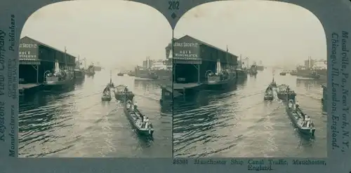 Stereo Ak Manchester England, Manchester Ship Canal Traffic