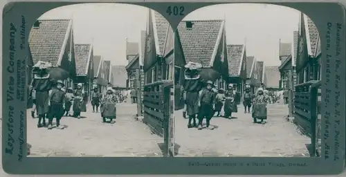 Stereo Ak Netherlands, Street Scene in a Dutch village, Niederländisches Dorf