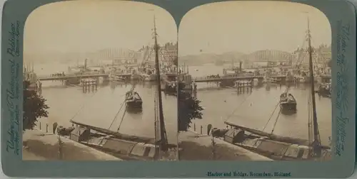 Stereo Ak Rotterdam Südholland Niederlande, Harbor and Bridge