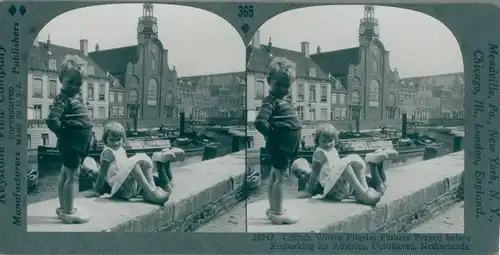 Stereo Ak Delft Südholland Niederlande, Church at Delfthaven, Kinder