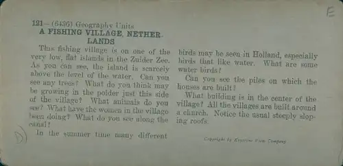 Stereo Ak Netherlands, A Fishing Village, Niederländisches Fischerdorf