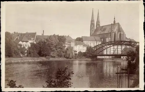 Foto Ak Görlitz in der Lausitz, Pfarrkirche St. Peter und Paul, Neißebrücke