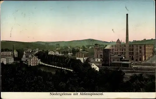 Golden Windows Leuchtfenster Ak Niedergelenau Gelenau im Erzgebirge, Aktienspinnerei