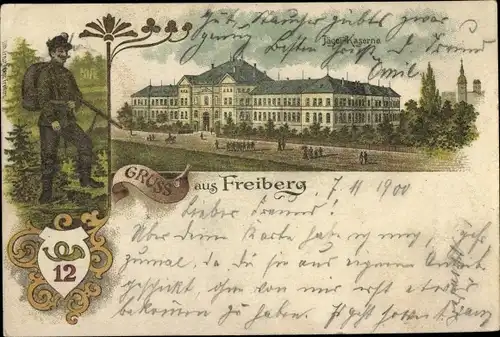 Litho Freiberg in Sachsen, Jägerkaserne, Regiment 12