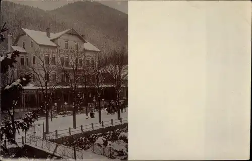 Foto Ak Bad Harzburg am Harz, Bockmanns Hotel, Winteransicht