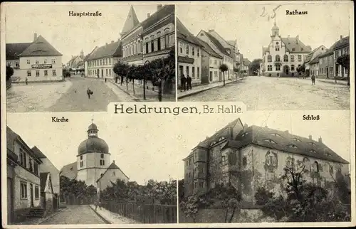 Ak Heldrungen in Thüringen, Hauptstraße, Rathaus, Kirche, Schloss