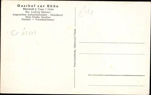 Ak Oberweid in der Rhön Thüringen, Gasthof zur Rhön