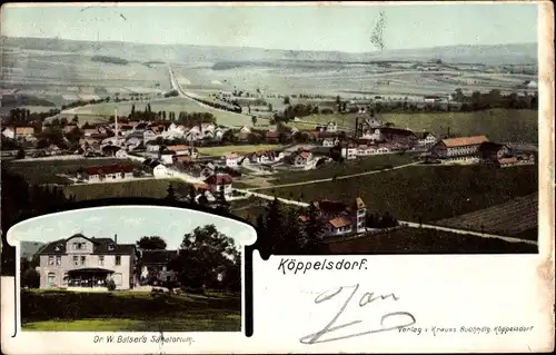 Ak Köppelsdorf Sonneberg in Thüringen, Dr. W. Balsers Sanatorium, Panorama