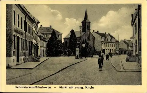 Ak Hünshoven Geilenkirchen in Nordrhein Westfalen, Markt, Evang. Kirche