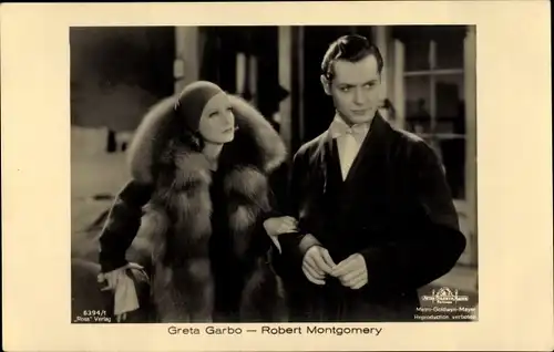 Ak Schauspielerin Greta Garbo, Schauspieler Robert Montgomery