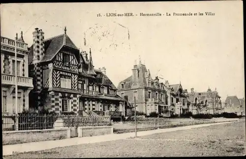 Ak Hermanville Calvados, La Promenade et les Villas