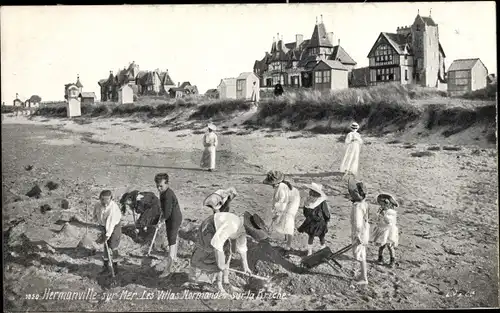 Ak Hermanville sur Mer Calvados, Les Villas Normande sur la Breche