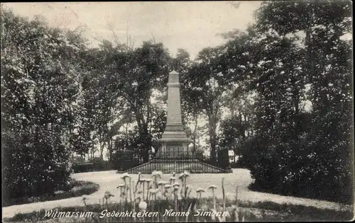 Ak Witmarsum Friesland Niederlande, Menno Simons Monument