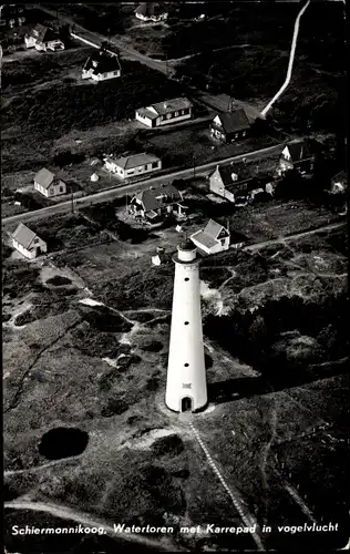 Ak Schiermonnikoog Friesland Niederlande, Watertoren, Karrepad, Vogelvlucht