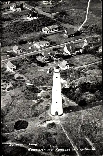 Ak Schiermonnikoog Friesland Niederlande, Watertoren, Karrepad, Vogelvlucht