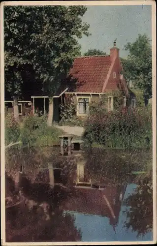 Ak Veenwouden Friesland Niederlande, Haus am Fluss