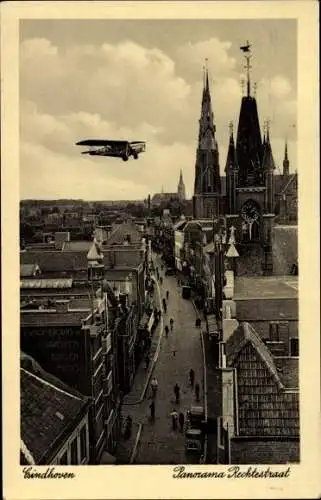 Ak Eindhoven Nordbrabant Niederlande, Panorama Rechtestraat, Flugzeug