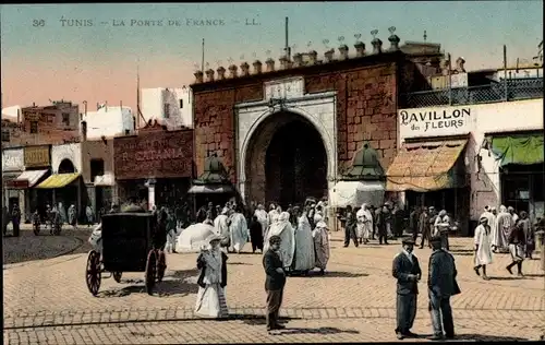 Ak Tunis Tunesien, La Porte de France, Pavillon des Fleurs