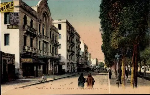 Ak Tunis Tunesien, Theatre Italien et Avenue Jules Ferry