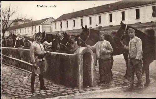 Ak Paris VII, Pferdetränke