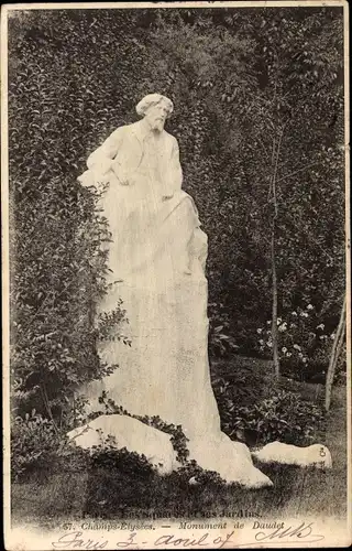 Ak Paris VIII Champs Elysées, Monument de Daudet